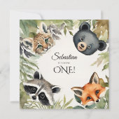 Invitation Woodland Wild One 1ère fête d'anniversaire (Dos)