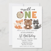 Invitation Woodland Wild One Bear Anniversaire Fête Invitatio (Devant)