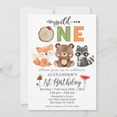 Invitation Woodland Wild One Bear Anniversaire Fête Invitatio (Devant)