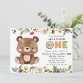 Invitation Woodland Wild One Bear Anniversaire Fête Invitatio (Debout devant)
