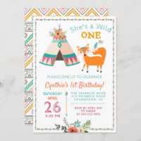 Woodland Wild One Fox Boho Girl 1er anniversaire