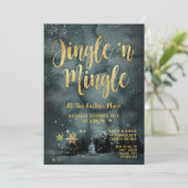 Invitation Woodland Winter Jingle Mingle Gold Fête (Debout devant)