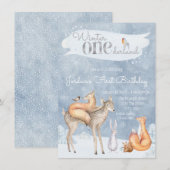 Invitation Woodland Winter ONE derland Premier anniversaire f (Devant / Derrière)