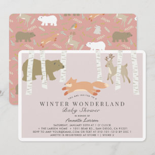 Invitation Woodland Winter Wonderland Baby shower rose