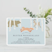 Invitation Woodland Winter Wonderland Blue Anniversaire (Debout devant)