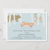 Invitation Woodland Winter Wonderland Blue Anniversaire (Devant)