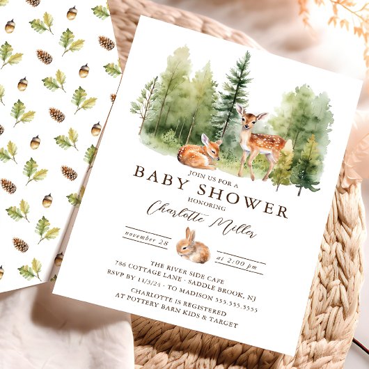 Invitation Woodland Wonder Deer Baby shower