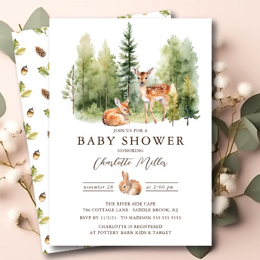 Invitation Woodland Wonder Deer Baby shower