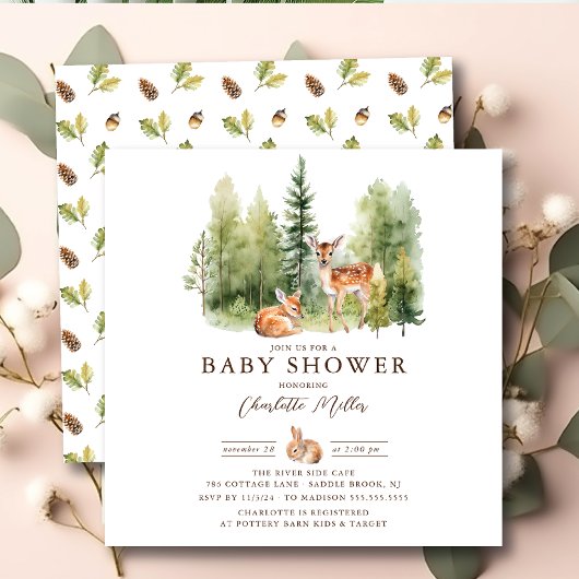 Invitation Woodland Wonder Deer Baby shower