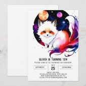 Invitation Woodland Wonderland Fox anniversaire (Devant / Derrière)
