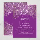 Invitation Woodland - Wonderland Purple Gold Fête des mariées (Devant / Derrière)