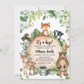 Invitation Woodland Wood Slice Baby Shower (Devant)