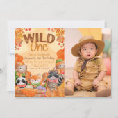 Invitation Woodlands Wild One avec Photo (Devant)