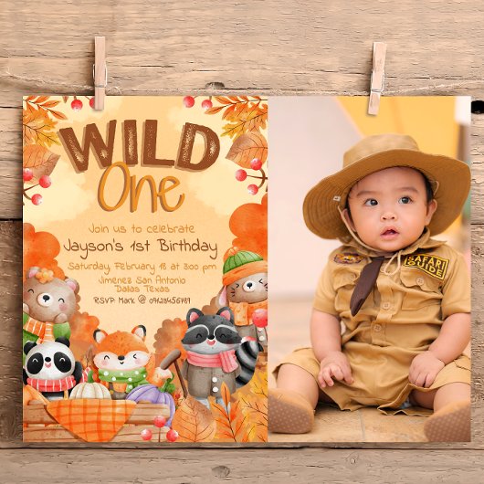 Invitation Woodlands Wild One avec Photo