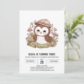 Invitation Woods Simple Digital Owl Anniversaire (Debout devant)