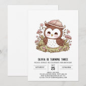 Invitation Woods Simple Digital Owl Anniversaire (Devant / Derrière)