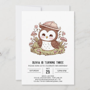 Invitation Woods Simple Digital Owl Anniversaire