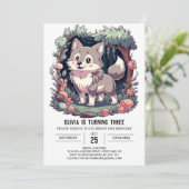Invitation Woods Simple Digital Wolf Anniversaire (Debout devant)