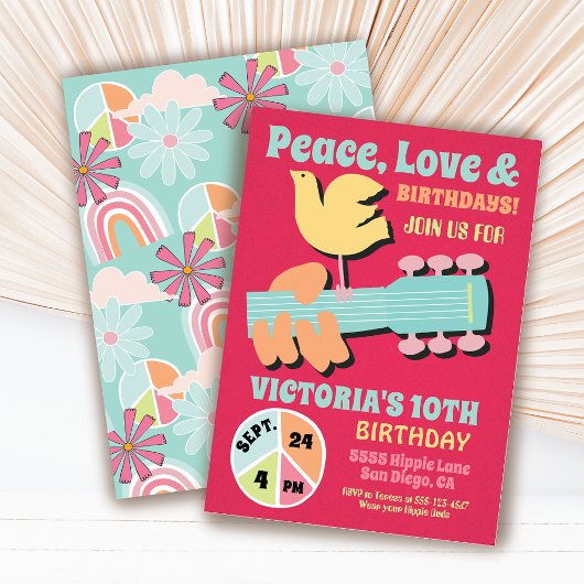 Invitation Woodstock Hippie Birthday Party
