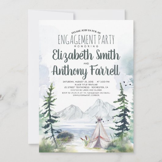 Invitation Woodsy Mountains Adventure Boho (Devant)