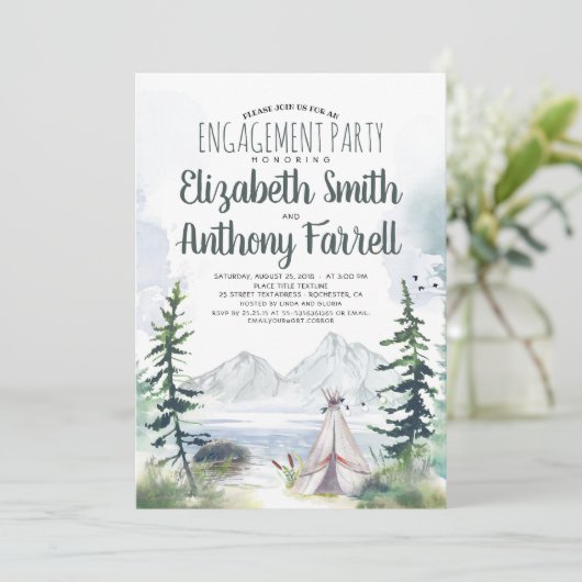 Invitation Woodsy Mountains Adventure Boho (Debout devant)
