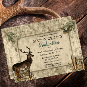 Invitation Woodsy Rustic Deer   Owl Graduation Party