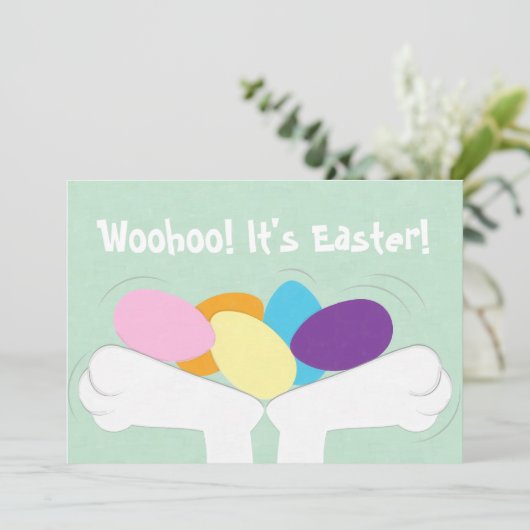 Invitation Woohoo !C'est Pâques !Invitation à la chasse aux o (Debout devant)