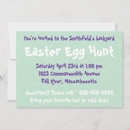 Invitation Woohoo !C'est Pâques !Invitation à la chasse aux o (Dos)