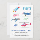 Invitation Woosh Vroom Woo Space Rocket Fête d'anniversaire d (Devant)