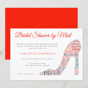 Invitation WordArt Stiletto Chaussure Fête des mariées rouge 