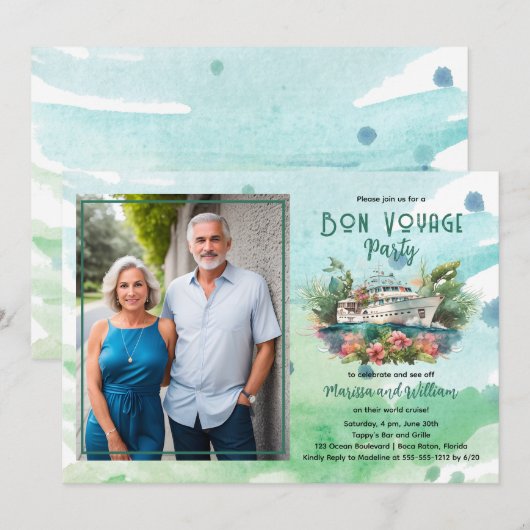 Invitation World Cruise Photo Bon Voyage Party Celebration (Devant / Derrière)