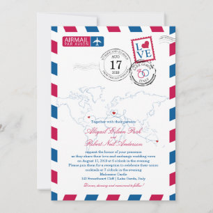 Invitation World Locations Italie Mariage Airmail