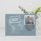 Invitation World Map Destination Wedding Engagement Party (Debout devant)