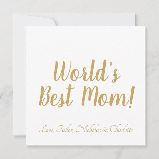 Invitation World’s Best Mom gold custom script mignon (Devant)