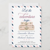 Invitation World Travel Fiançailles Suitcase Adventure Marine (Devant)
