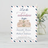 Invitation World Travel Fiançailles Suitcase Adventure Marine (Debout devant)