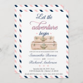 Invitation World Travel Fiançailles Suitcase Adventure Marine (Devant / Derrière)