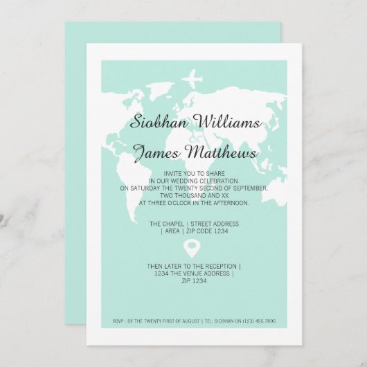 Invitation World Travel Mariage (Devant / Derrière)