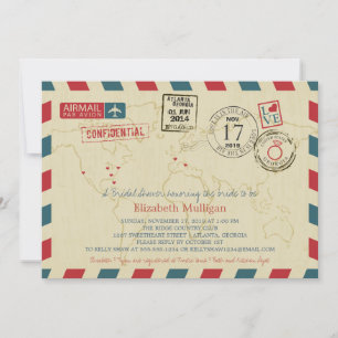 Invitation World Traveller Airmail  Fête de l'mariée