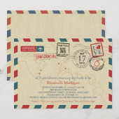 Invitation World Traveller Airmail | Fête des mariées (Devant / Derrière)