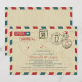 Invitation World Traveller Airmail | Fête des mariées (Devant / Derrière)
