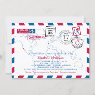 Invitation World Traveller Airmail Fête des mariées