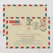 Invitation World Traveller Airmail | Fête des mariées (Devant / Derrière)