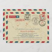 Invitation World Traveller Airmail | Fête des mariées (Devant / Derrière)