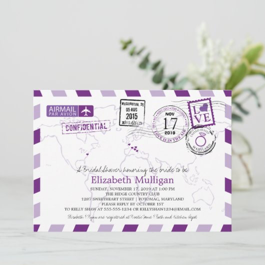 Invitation World Traveller Airmail | Fête des mariées (Debout devant)