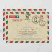 Invitation World Traveller Airmail | Fête des mariées (Devant / Derrière)