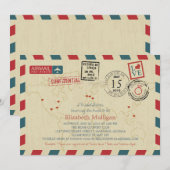 Invitation World Traveller Airmail | Fête des mariées (Devant / Derrière)