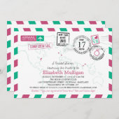 Invitation World Traveller Airmail | Fête des mariées (Devant / Derrière)