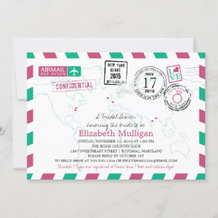 Invitation World Traveller Airmail   Fête des mariées
