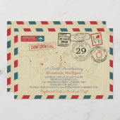 Invitation World Traveller Airmail | Fête des mariées (Devant / Derrière)
